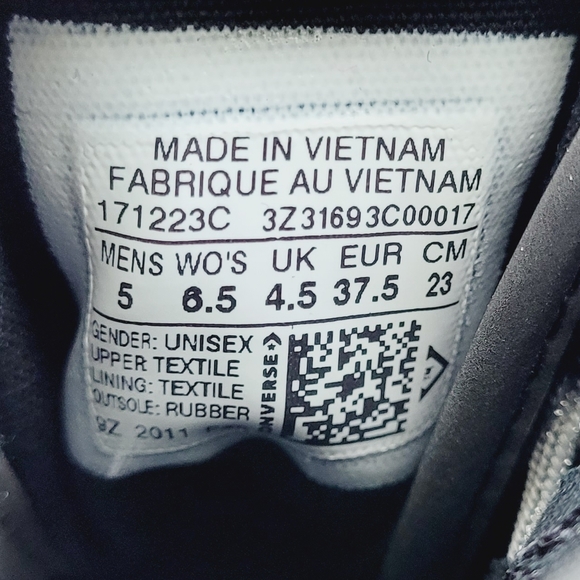 Converse x Slam Jam Bosey MC Hi Black Silver Women's 6.5 - Picture 6 of 6